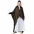 Designer Shirt style Kaftan with inner abaya- Olive Green-White